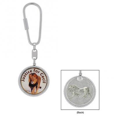 Silver Tone Justice for Cecil the Lion Key Fob.jpg